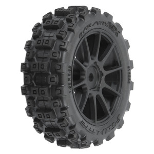 Pro-line Racing - Badlands MX 1.9" All-Terrain Buggy Tires (4) Mounted on Mach-10 Black 1.9" 12mm Hex Wheels for Typhon GROM 4x4 Front or Rear - 1024610