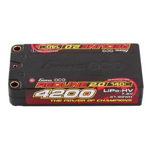 Gens - 7.6V 4200mAh 2S 140C LiHV: 5.0mm Bullet redline 2.0 - 42002S14D5 Gens - 7.6V 4200mAh 2S 140C LiHV: 5.0mm Bullet redline 2.0 - 42002S14D5