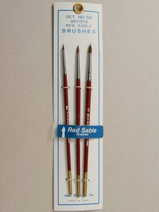 Atlas Brushes - Red Sable Brush Set in 3 Sizes 5, 3, 1 - 58 Atlas Brushes - Red Sable Brush Set in 3 Sizes 5, 3, 1 - 58