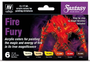 Vallejo Acrylic Paints - Model Color Fire Fury paints set of 6 - 70243