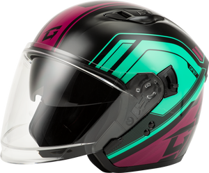 Gmax - Of-87 Duke Helmet W/led Light Blk/aqua/coral Xs - O11871173
