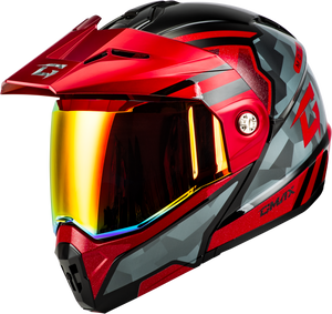 Gmax - Md-74 Striker Modular Helmet W Red Shield Blk/gry/rd Mtlc Xs - M1741153