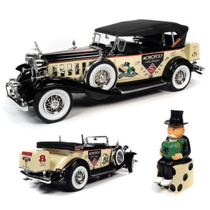 Auto World - 1:18 Scale Diecast - Monopoly - 1932 Cadillac V16 Sport Phaeton w/ Mr. Monopoly Resin Figure Auto World - 1:18 Scale Diecast - Monopoly - 1932 Cadillac V16 Sport Phaeton w/ Mr. Monopoly Resin Figure