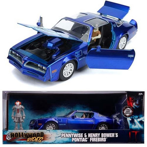 Jada Toys, Inc - 1:24 Scale Diecast - Hollywood Rides - IT (2017 Movie) - 1977 Pontiac Firebird w/ Pennywise - 4 Pack Jada Toys, Inc - 1:24 Scale Diecast - Hollywood Rides - IT (2017 Movie) - 1977 Pontiac Firebird w/ Pennywise - 4 Pack