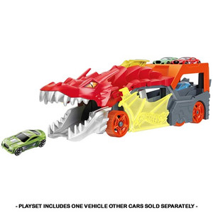 Mattel - 1:64 Scale Diecast - Hot Wheels City - Dragon Launch Transporter Playset - 4 Pack Mattel - 1:64 Scale Diecast - Hot Wheels City - Dragon Launch Transporter Playset - 4 Pack