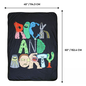 Just Funky - Rick And Morty Accessories - Rick & Morty Logo (Characters) Fleece Throw Blanket (45" x 60") - 2 Pack