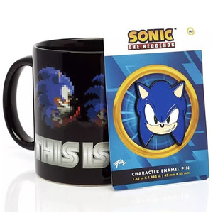 Just Funky - Sonic The Hedgehog Accessories - Mug & Pin Set - 4 Pack Just Funky - Sonic The Hedgehog Accessories - Mug & Pin Set - 4 Pack
