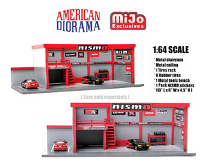 American Diorama 1:64 Mijo Exclusives Garage Diorama With Advan Yokohama Stickers Included Limited 2,400- Diecast American Diorama 1:64 Mijo Exclusives Garage Diorama With Advan Yokohama Stickers Included Limited 2,400- Diecast