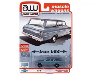 Aw 1:64 Muscle Wagen-chevy 1963 Ii Nova Station Wagon Bl- Diecast