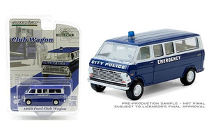 Greenlight 1:64 Hobby Exclusive 1:64 1969 Ford Club Wagon City Police Emergency (blue)- Diecast Greenlight 1:64 Hobby Exclusive 1:64 1969 Ford Club Wagon City Police Emergency (blue)- Diecast