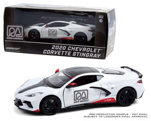 Greenlight 1:24 2020 Chevrolet Corvette C8 Stingray Coupe Road America Official Pace Car White- Diecast