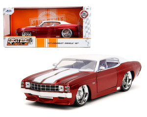 Jada 1:24 1971 Chevrolet Chevelle Ss Red With White Top And Stripes Bigtime Muscle- Diecast
