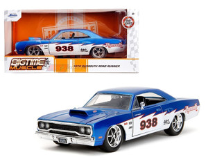 Jada 1:24 1970 Plymouth Road Runner Candy Blue And White Bigtime Muscle- Diecast