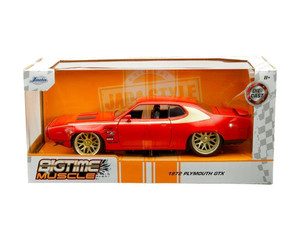 Jada 1:24 1972 Plymouth Gtx Red With Gold Stripe Bigtime Muscle- Diecast