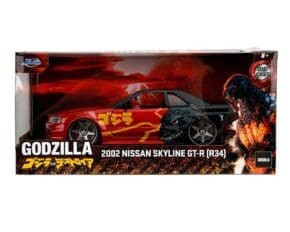 Jada 1:24 2002 Nissan Skyline Gt-r R34 Godzilla Metallic Red And Dark Grey Godzilla Vs Destoroyah Hollywood Rides- Diecast