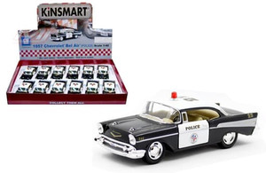 Kinsmart 1:40 1957 Chevrolet Bel Air Police Display Tray Box Of 12- Diecast