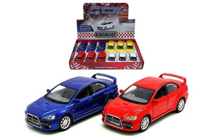 Kinsmart 1:36 2008 Mitsubishi Lancer Evo 4.9 Display Tray Set Of 12- Diecast