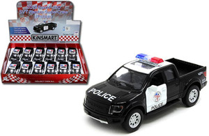 Kinsmart 1:46 2013 Ford F-150 Svt Raptor Supercrew Police 4.5 Display Tray Set Of 12- Diecast