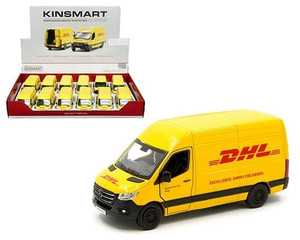 Kinsmart 1:48 Mercedes-benz Sprinter Dhl Edition 5 Display Tray Set Of 12- Diecast