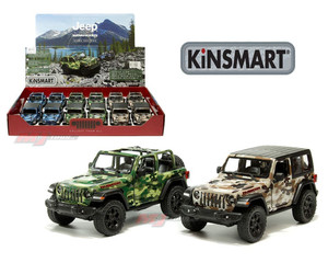 Kinsmart 1:34 2018 Jeep Wrangler Camo Edition (open & Hard Top) 3 Camouflage Colors Display Tray Set Of 12- Diecast