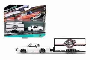 Maisto 1:64 Tow & Go 1987 Buick Regal With Car Trailer (white)- Diecast Maisto 1:64 Tow & Go 1987 Buick Regal With Car Trailer (white)- Diecast