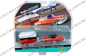 Maisto 1:64 Tow & Go 1957 Chevrolet Bel Air / Alameda Trailer- Diecast Maisto 1:64 Tow & Go 1957 Chevrolet Bel Air / Alameda Trailer- Diecast