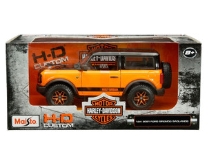 Maisto 1:24 2021 Ford Bronco Badlands (black/orange Two-tone) Harley-davidson Custom- Diecast