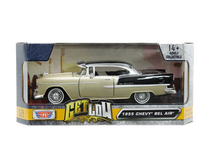 Motormax 1:24 1955 Chevrolet Bel Air Coupe Hardtop Beige/black Get Low- Diecast