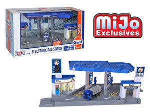 Motormax 1:64 Diorama Gulf Gas Station With Gas Tanker Try-me Sound & Light- Diecast