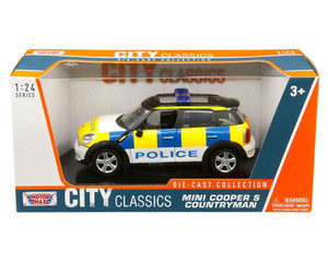 Motormax 1:24 Mini Cooper S Countryman Uk Police (white/blue/yellow) City Classics- Diecast Motormax 1:24 Mini Cooper S Countryman Uk Police (white/blue/yellow) City Classics- Diecast