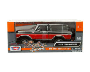 Motormax 1:24 1978 Ford Bronco Ranger Xlt Hard Top With Spare Wheel Black And Red Two-tone Timeless Legends- Diecast Motormax 1:24 1978 Ford Bronco Ranger Xlt Hard Top With Spare Wheel Black And Red Two-tone Timeless Legends- Diecast