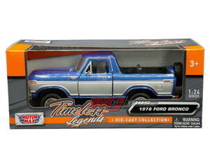 Motormax 1:24 1978 Ford Bronco Ranger Xlt (blue And Silver Two-tone) With Spare Wheel Timeless Legends- Diecast Motormax 1:24 1978 Ford Bronco Ranger Xlt (blue And Silver Two-tone) With Spare Wheel Timeless Legends- Diecast