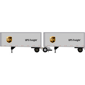 Athearn - HO ATH 28' Wedge Trailers Smooth Side (2) w/Dolly, UPS- Trailers: #286145/286149; Dolly: #5742 - -2560