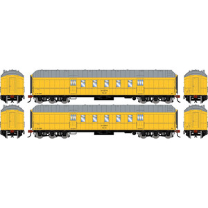 Athearn - HO ATH 60' Pullman Common Standard Postal Storage Car, MOW Yellow #111279/111280 (2) - -2590 Athearn - HO ATH 60' Pullman Common Standard Postal Storage Car, MOW Yellow #111279/111280 (2) - -2590