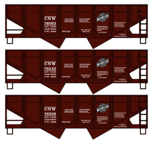 Accurail - HO C&NW Panel Side Twin Hopper 3 Car Set - 8174