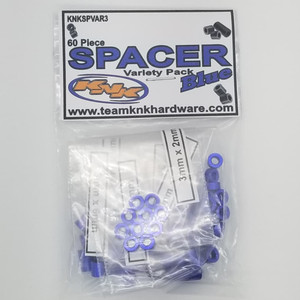Team KNK - 60 Piece 3mm Aluminum Spacer Variety Pack - Blue - SPVAR3 Team KNK - 60 Piece 3mm Aluminum Spacer Variety Pack - Blue - SPVAR3