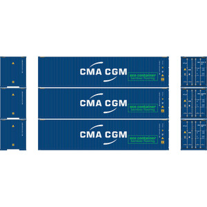 Athearn - HO ATH 40' Corrugated High-Cube Containers, CMAU #402031-9/402044-5/402051-6 (3) - -2707 Athearn - HO ATH 40' Corrugated High-Cube Containers, CMAU #402031-9/402044-5/402051-6 (3) - -2707