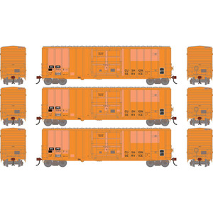 Athearn - HO ATH 50' FMC 5327 12' Plug Door Box Car, Primed For Grime RVPR #77031/77041/77057 (3) - -2794 Athearn - HO ATH 50' FMC 5327 12' Plug Door Box Car, Primed For Grime RVPR #77031/77041/77057 (3) - -2794