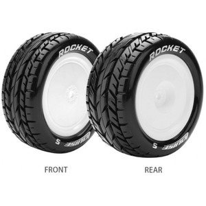 Louise RC - E-Rocket 1/10 4WD Front Buggy Tire, Soft, Mounted on White - LT3186SWKF Louise RC - E-Rocket 1/10 4WD Front Buggy Tire, Soft, Mounted on White - LT3186SWKF