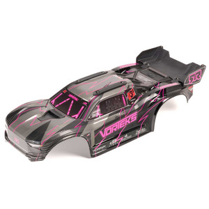Arrma - VORTEKS 2WD Painted Decaled Trimmed Body Set - Hidden Body Mount (Pink/Black) - 2580 Arrma - VORTEKS 2WD Painted Decaled Trimmed Body Set - Hidden Body Mount (Pink/Black) - 2580