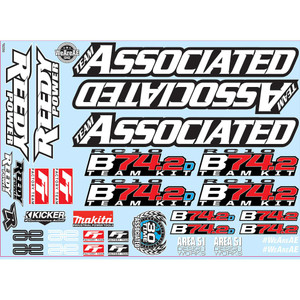 Team Associated - RC10B74.2 Decal Sheet - 92356 Team Associated - RC10B74.2 Decal Sheet - 92356