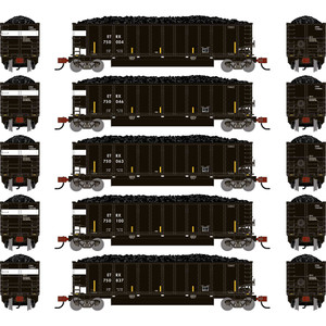 Athearn - N ATH Bethgon Coalporter w/Coal Load, ETRX #750004/750046/750063/750100/750837 (5) - 2932 Athearn - N ATH Bethgon Coalporter w/Coal Load, ETRX #750004/750046/750063/750100/750837 (5) - 2932