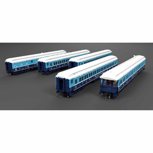 Broadway Limited Imports - HO Holiday-themed Heavyweight 5-Car Passenger Set, Blue & White Scheme - 9717 Broadway Limited Imports - HO Holiday-themed Heavyweight 5-Car Passenger Set, Blue & White Scheme - 9717