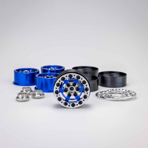 Jconcepts - Bulls Eye - 2.0" 6 Slot Crawler Wheel, Blue W/ Silver Chamfer And Bead Lock, 4pc.  - 5253 Jconcepts - Bulls Eye - 2.0" 6 Slot Crawler Wheel, Blue W/ Silver Chamfer And Bead Lock, 4pc.  - 5253