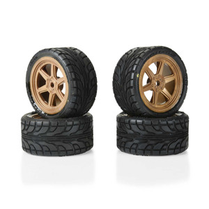 Pro-line Racing - Avenger F/R Street Tire Mounted on Overdrive Bronze Wheel 8mm Hex (4) for Losi Race Car - 1030813