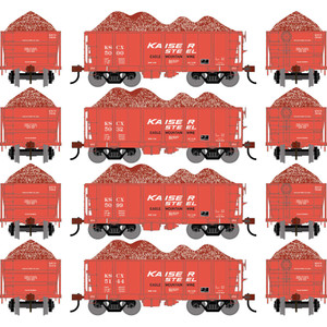 Athearn - HO ATH 26' PC&F Ore Car Tight-Bottom Low-Side w/Load,Legendary Liveries KSCX #5000/5032/5099/5144(4) - -3253