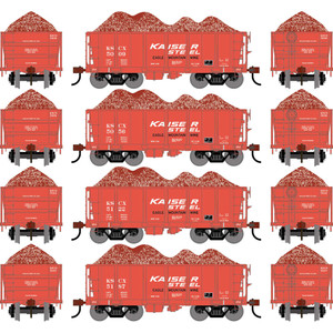Athearn - HO ATH 26' PC&F Ore Car Tight-Bottom Low-Side w/Load,Legendary Liveries KSCX #5009/5056/5122/5187(4) - -3254