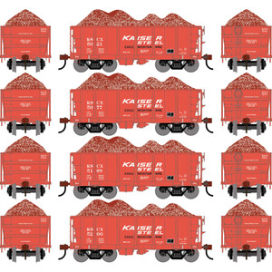 Athearn - HO ATH 26' PC&F Ore Car Tight-Bottom Low-Side w/Load,Legendary Liveries KSCX #5021/5077/5168/5200(4) - -3255