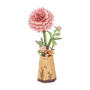 Robotime - Pink Dahlia DIY Wooden Flower 3D Puzzle - TW131