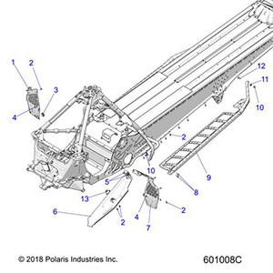 Polaris 1023200-728 Ghost Grey Right Running Board RMK SKS 850 165 163 155
